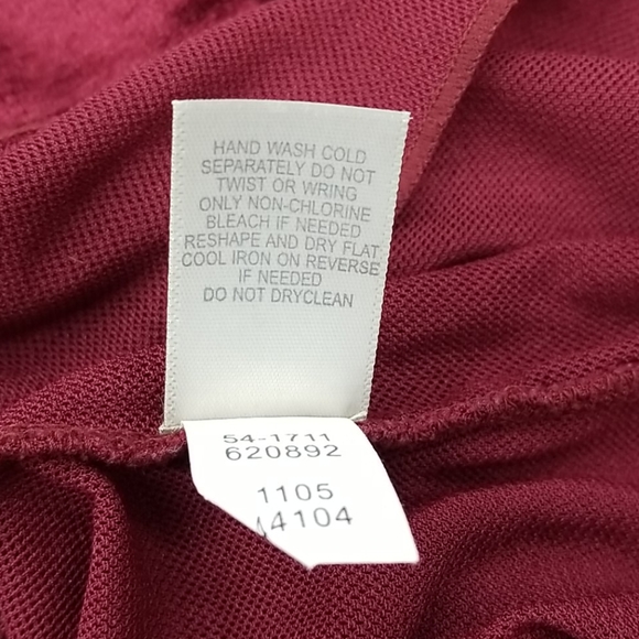 J. Jill Large Maroon Red Velvet Lace Sheer Patchwork Button Down Long Sleeve Top - Picture 12 of 12